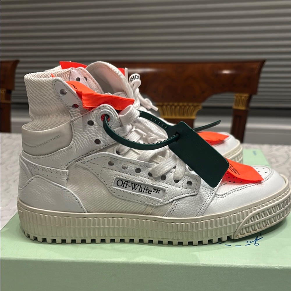Gently worn Off-White women Sneakers  size 36-White and Orange Accents
